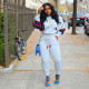 Plus Size Casual Patchwork Two Piece Pants Set ORY-5144
