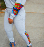 Plus Size Casual Patchwork Two Piece Pants Set ORY-5144