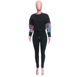 Plus Size Casual Patchwork Two Piece Pants Set ORY-5144