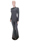 Plus Size Sexy Long Sleeves Skinny Flared Jumpsuit CL-6039