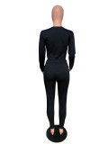 Letter Printed Long Sleeves Two Piece Pants Set QZX-6107