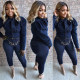 Trendy Puff Sleeve Bow Tie Denim Shirt Tops SMR-9512