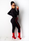 Lip Printed Long Sleeve Casual 2 Piece Pants Set NK-8511