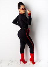 Lip Printed Long Sleeve Casual 2 Piece Pants Set NK-8511