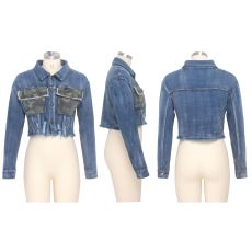 Casual Long Sleeves Short Denim Jacket Coat SMR-9526