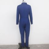 Plus Size Denim Long Sleeve Skinny Jeans Jumpsuits SMR-9531