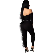Sexy Slash Neck Feather Splice Jumpsuits Without Belt FNN-8349