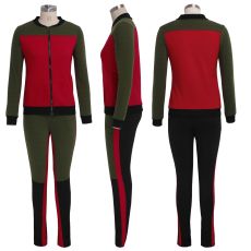 Casual Patchwork Zipper Tracksuit 2 Piece Sets SMR-9547