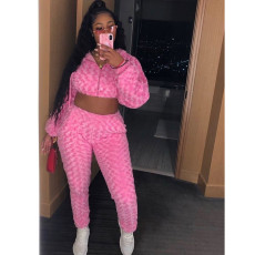 Sexy Fuzzy 3 Piece Sets Hooded Top+Bra+Pants BN-9223