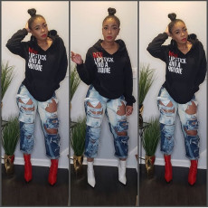 Letter Print Hoodies Casual Hooded Sweatshirt LSL-8026