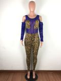 Sexy Leopard Mesh Patchwork Hollow Jumpsuits LA-3169