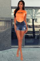 Denim High Waist Ripped Casual Jeans Shorts LX-5022