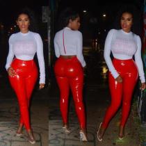 Letter Print O Neck Long Sleeve Slim Fit Tops LA-3061