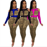 Sexy Leopard Mesh Patchwork Hollow Jumpsuits LA-3169