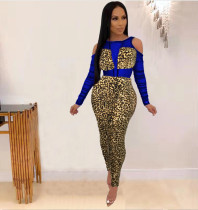 Sexy Leopard Mesh Patchwork Hollow Jumpsuits LA-3169