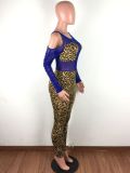Sexy Leopard Mesh Patchwork Hollow Jumpsuits LA-3169