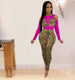 Sexy Leopard Mesh Patchwork Hollow Jumpsuits LA-3169