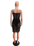 Sexy V Neck Spaghetti Strap Lace Club Dress LX-3078