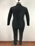 Big Size 5XL Stripe Long Sleeve Skinny Jumpsuits OSM-4088