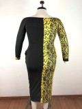 Snake Skin Print Patchwork Maxi Dress Plus Size 5XL OSM-3298