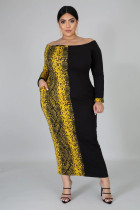 Snake Skin Print Patchwork Maxi Dress Plus Size 5XL OSM-3298