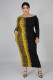 Snake Skin Print Patchwork Maxi Dress Plus Size 5XL OSM-3298