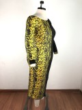 Snake Skin Print Patchwork Maxi Dress Plus Size 5XL OSM-3298