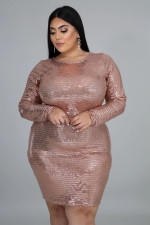 Plus Size 5XL Long Sleeve Backless Mini Dress OSM-5265