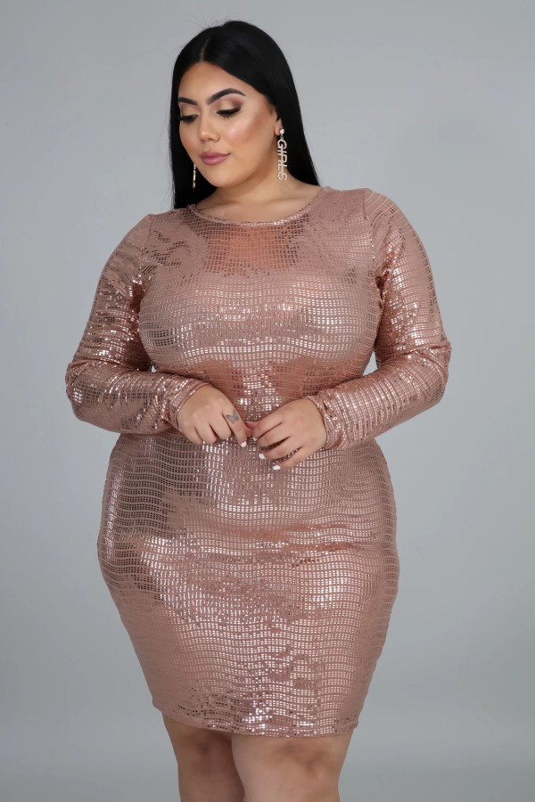 Plus Size 5XL Long Sleeve Backless Mini Dress OSM-5265