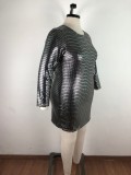 Plus Size 5XL Long Sleeve Backless Mini Dress OSM-5265