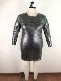 Plus Size 5XL Long Sleeve Backless Mini Dress OSM-5265
