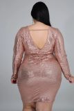 Plus Size 5XL Long Sleeve Backless Mini Dress OSM-5265