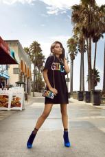 Black Letter Print Casual Loose T Shirt Dress FNN-8062