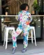 Casual Printed Zipper Jacket And Pants 2 Piece Suit WY-6510
