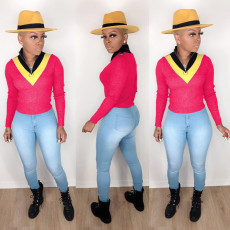Casual Long Sleeve Zipper Pullover Tops WY-6608