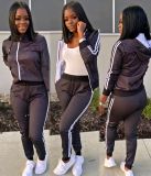 Casual Zipper Hooded Two Piece Pants Set SMD-7022