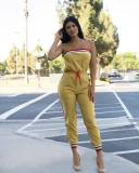 Sexy Striped Strapless Off Shoulder Jumpsuits JH-047