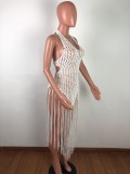 Sexy Weave Tassel Hollow Out Beach Dress OSM-4065