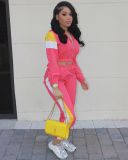 Casual Tracksuit Patchwork Zipper 2 Piece Sets LM-8038