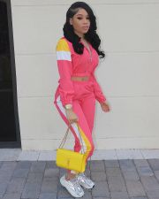 Casual Tracksuit Patchwork Zipper 2 Piece Sets LM-8038