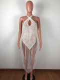 Sexy Weave Tassel Hollow Out Beach Dress OSM-4065
