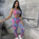 Tie Dye Print Bodycon Fitness 2 Piece Sets SMD-5906