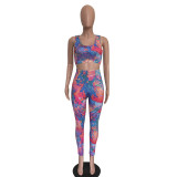 Tie Dye Print Bodycon Fitness 2 Piece Sets SMD-5906