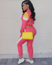 Casual Tracksuit Patchwork Zipper 2 Piece Sets LM-8038