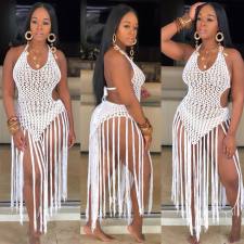 Sexy Weave Tassel Hollow Out Beach Dress OSM-4065