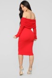 Sexy Slash Neck Long Sleeve Bodycon Dress LX-6300