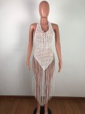 Sexy Weave Tassel Hollow Out Beach Dress OSM-4065