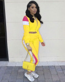 Casual Tracksuit Patchwork Zipper 2 Piece Sets LM-8038