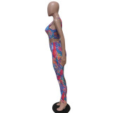 Tie Dye Print Bodycon Fitness 2 Piece Sets SMD-5906