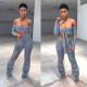 Sexy Off Shoulder Long Sleeve Ruched Jumpsuit BN-9218